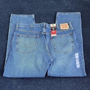 Levis 505 Jeans Mens 42x32 Medium Wash Blue Denim Regular Fit Straight Leg Pants